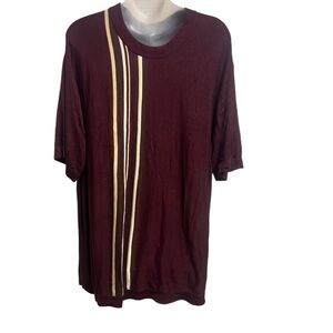 100% SILK MURANO SHIRT RIBBED SHORT SLEEVE SZ XL Maroon